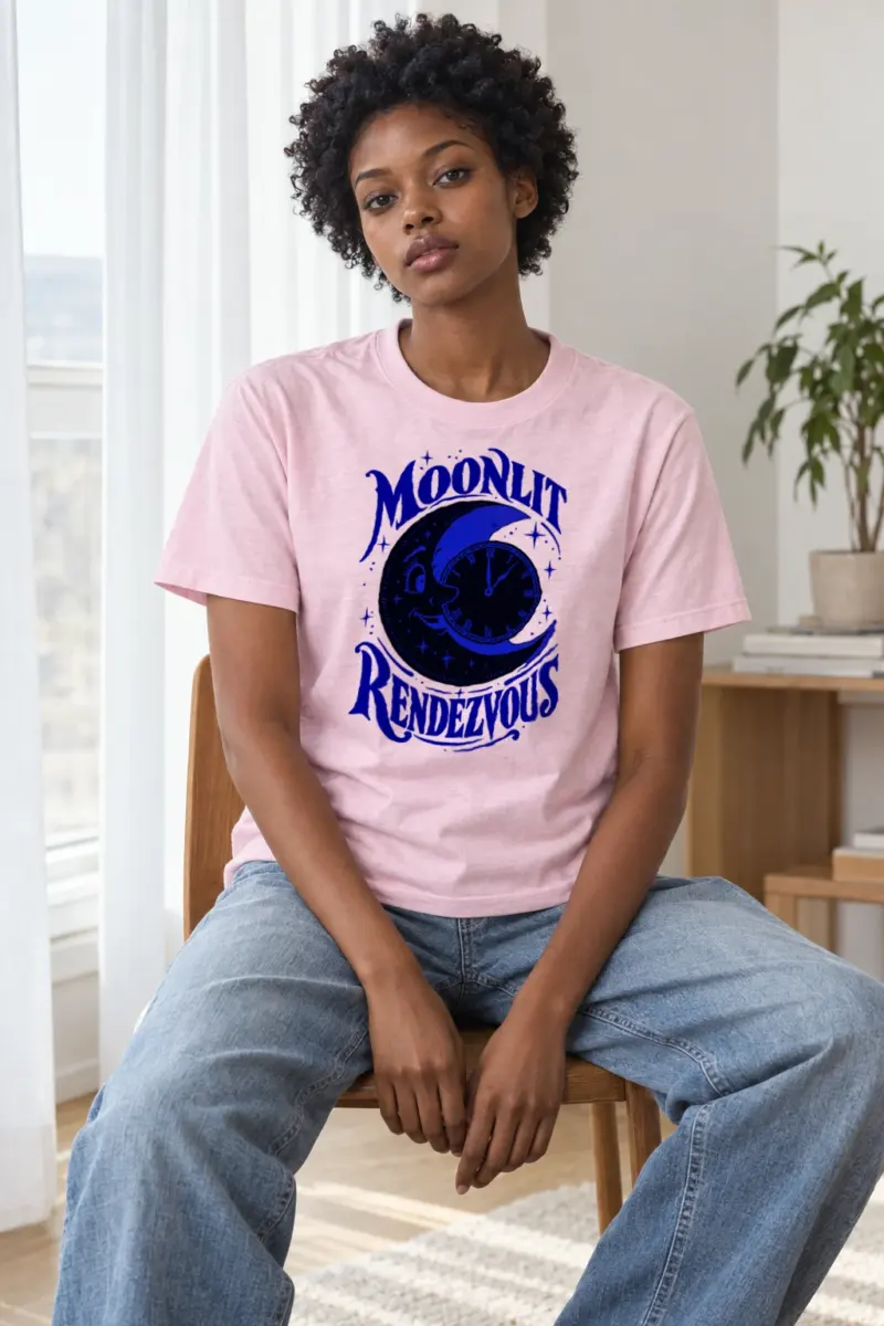 "Moonlit Rendezvous" Heavyweight Unisex Crewneck T-shirt | Gildan 5000