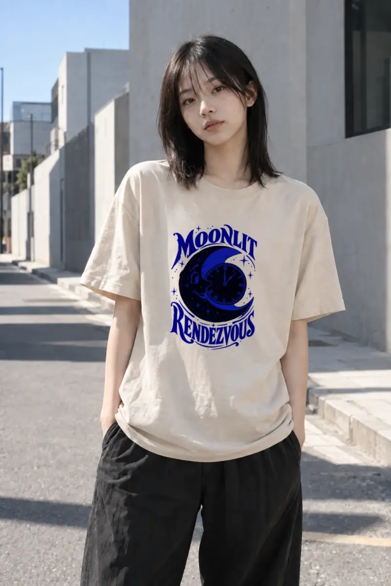"Moonlit Rendezvous" Heavyweight Unisex Crewneck T-shirt | Gildan 5000