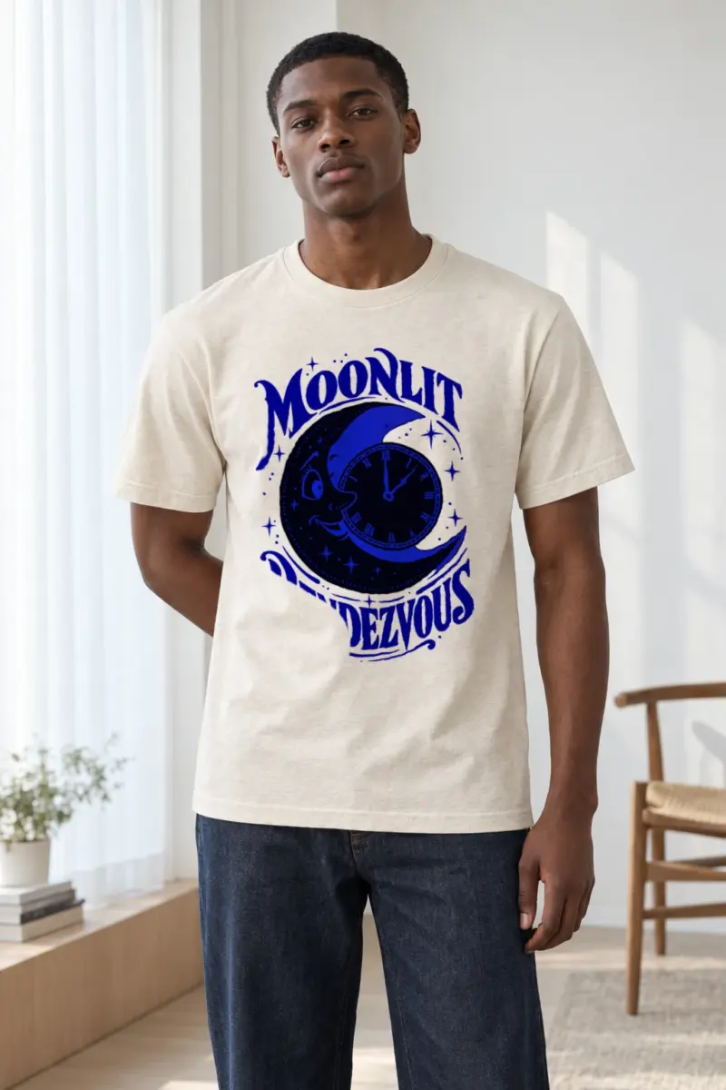 "Moonlit Rendezvous" Heavyweight Unisex Crewneck T-shirt | Gildan 5000