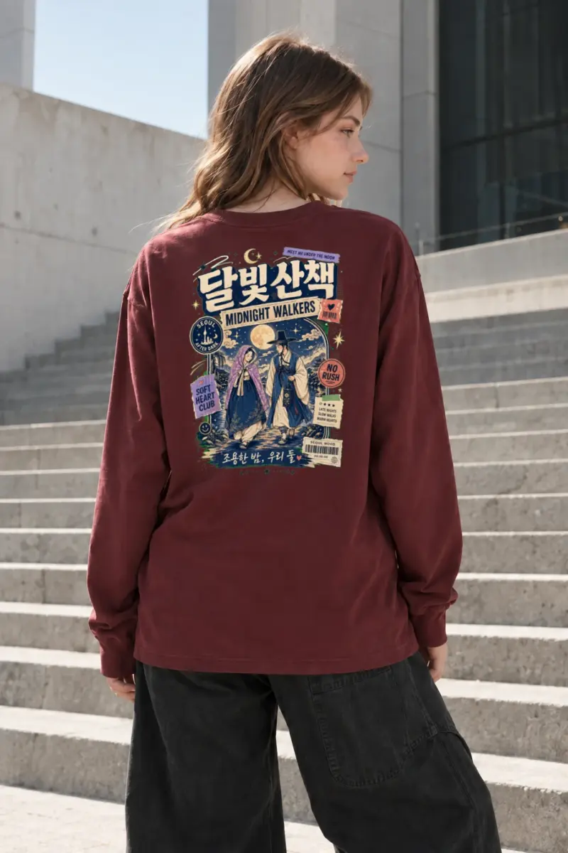 "Moonlit Seoul Walk" Unisex Longsleeve T-shirt | Gildan 2400