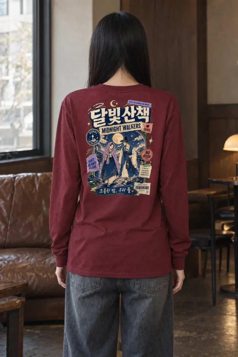 "Moonlit Seoul Walk" Unisex Longsleeve T-shirt