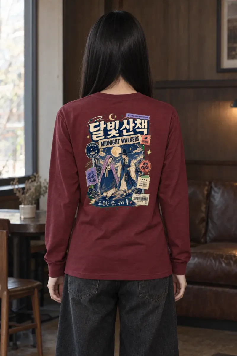 "Moonlit Seoul Walk" Unisex Longsleeve T-shirt