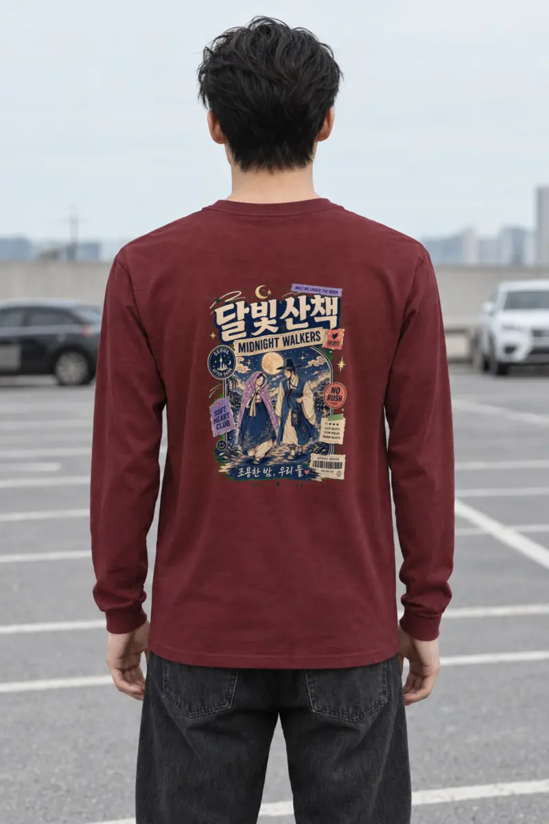 "Moonlit Seoul Walk" Unisex Longsleeve T-shirt