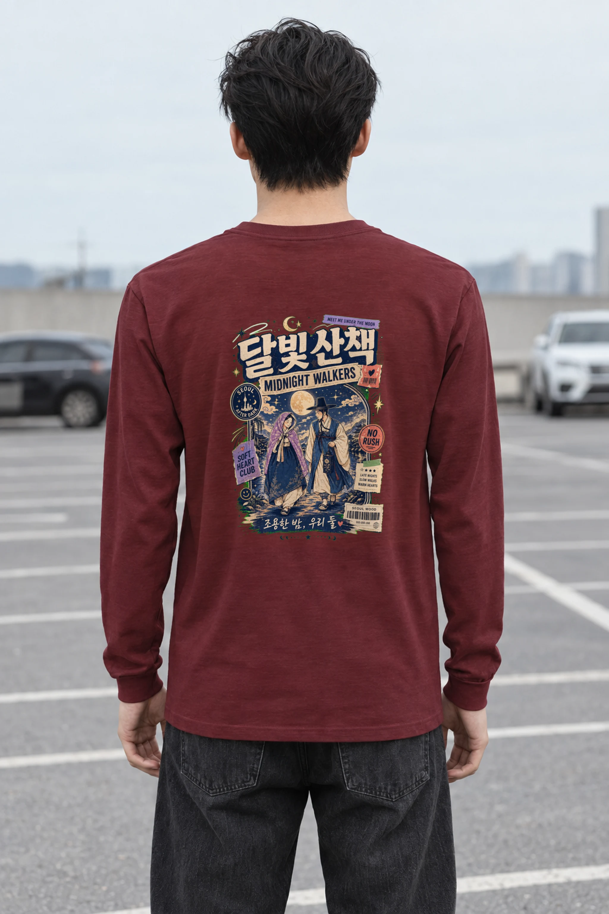 "Moonlit Seoul Walk" Unisex Longsleeve T-shirt