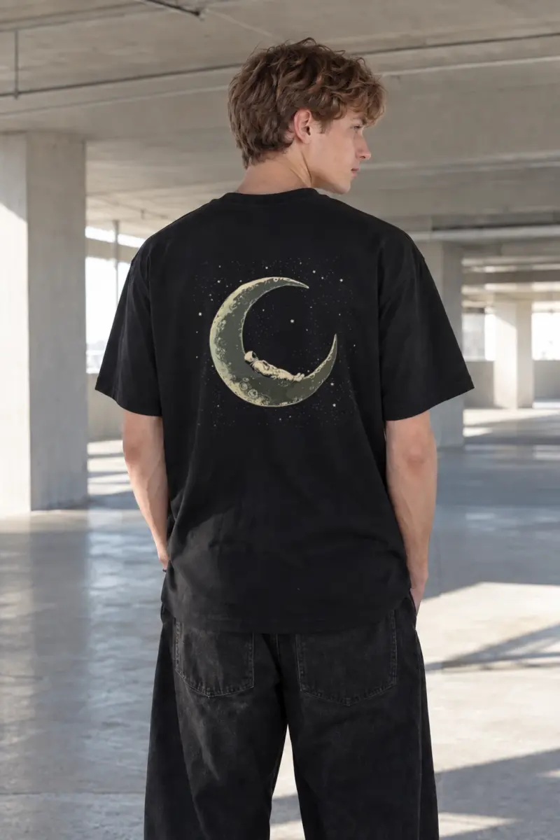 "Moonlit Slumber" Heavyweight Unisex Crewneck T-shirt | Gildan 5000