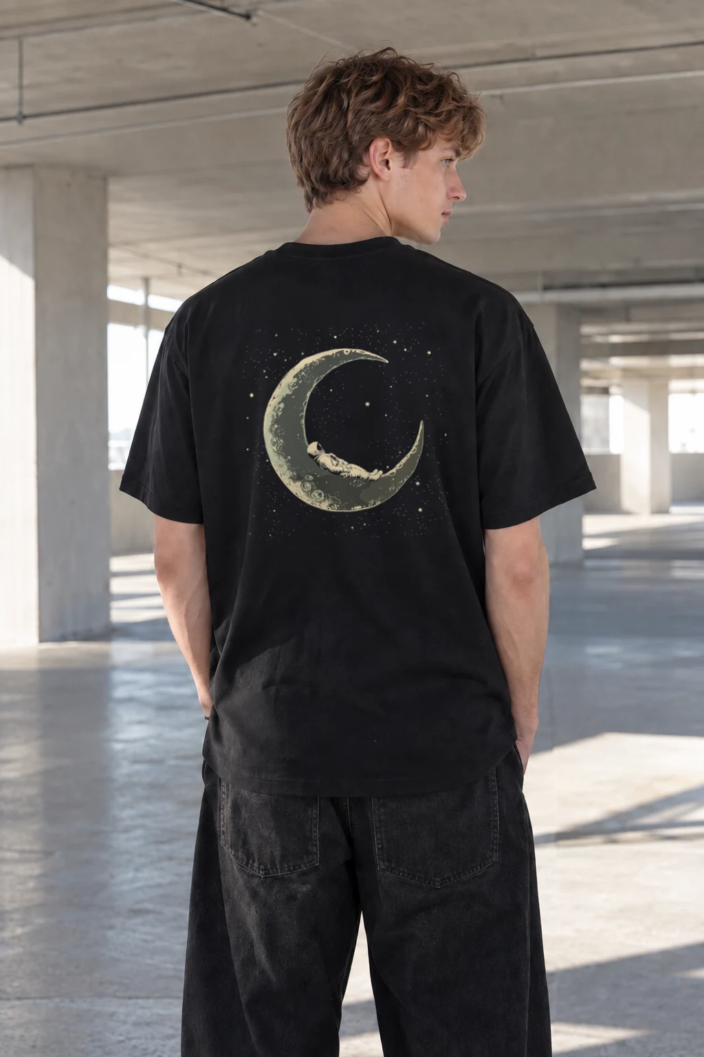 "Moonlit Slumber" Heavyweight Unisex Crewneck T-shirt | Gildan 5000
