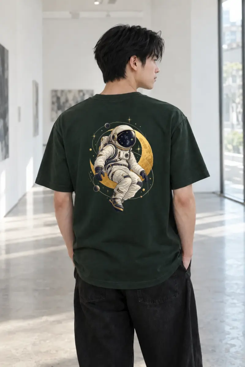 "Moonlit Star Collector" Heavyweight Unisex Crewneck T-shirt | Gildan 5000