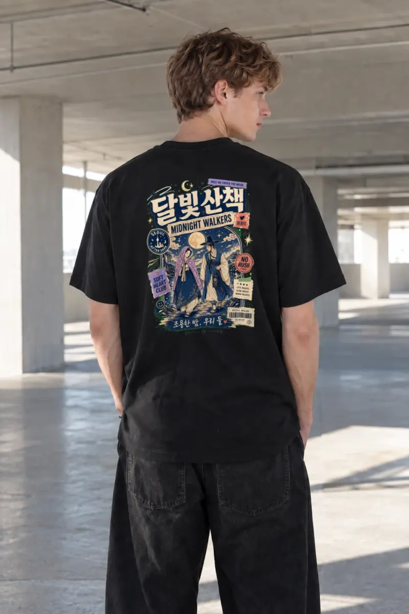 "Moonlit Stroll" Heavyweight Unisex Crewneck T-shirt | Gildan 5000