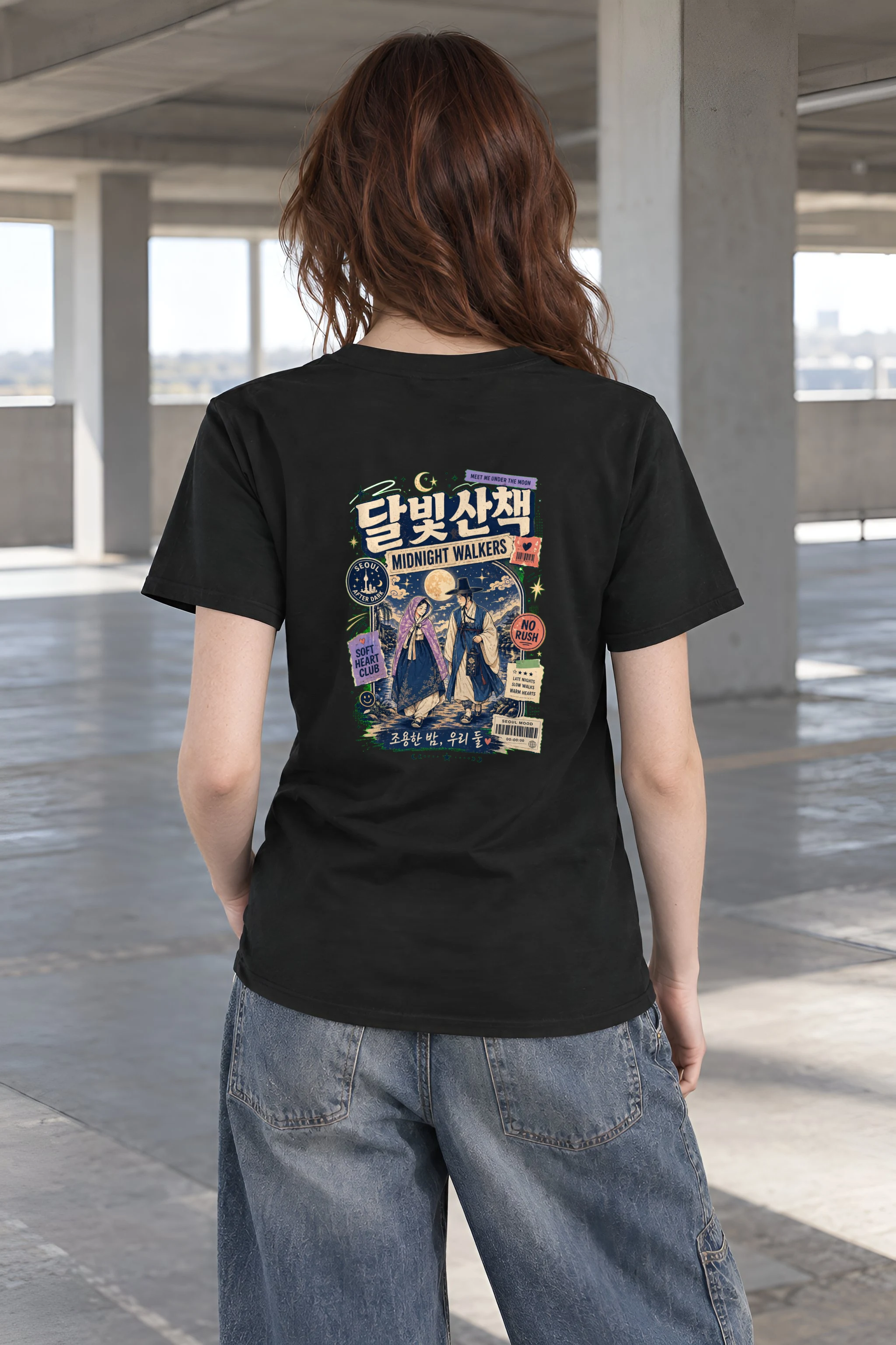 "Moonlit Stroll" Heavyweight Unisex Crewneck T-shirt