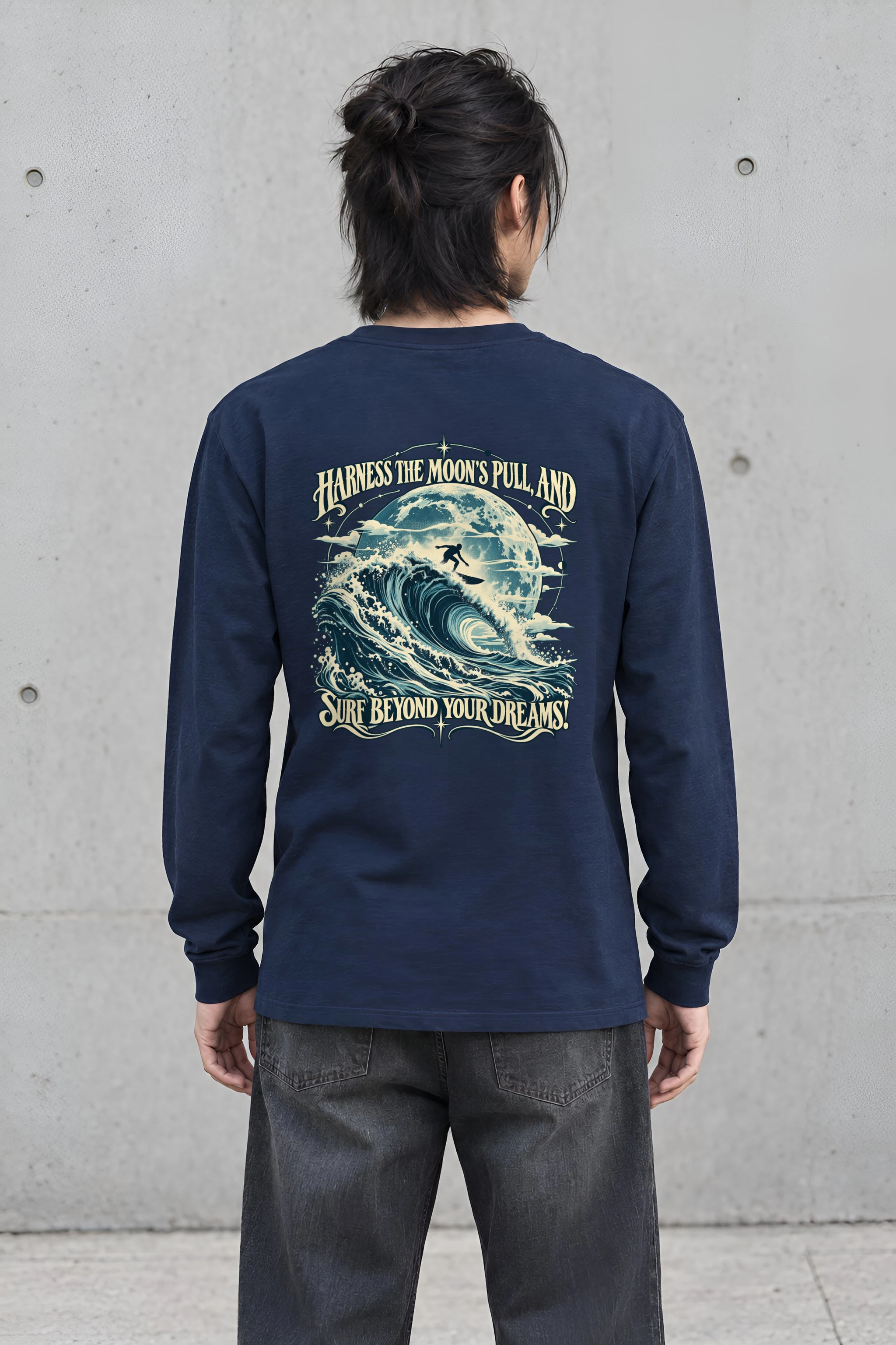 "Moonlit Wave Rider" Unisex Longsleeve T-shirt
