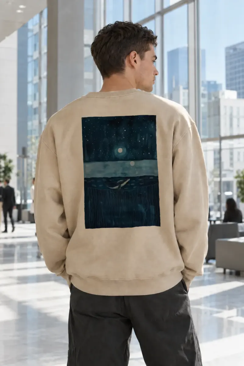 “Moonlit Whale Drift” Heavy Blend Unisex Crewneck Sweatshirt | Gildan 18000
