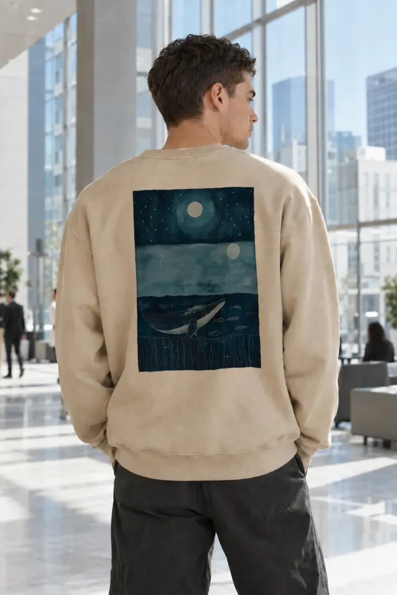 “Moonlit Whale Drift” Heavy Blend Unisex Crewneck Sweatshirt | Gildan 18000