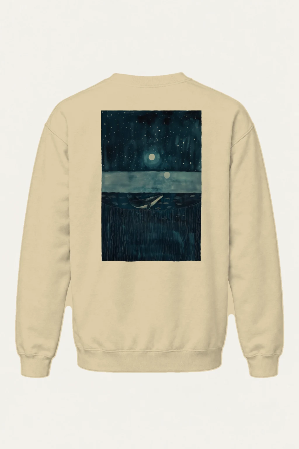 "Moonlit Whale Drift" Heavy Blend Unisex Crewneck Sweatshirt | Gildan 18000