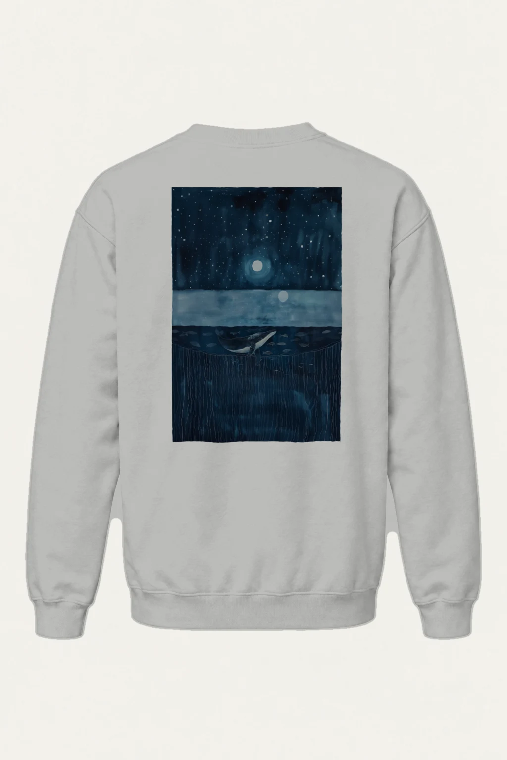 "Moonlit Whale Drift" Heavy Blend Unisex Crewneck Sweatshirt | Gildan 18000