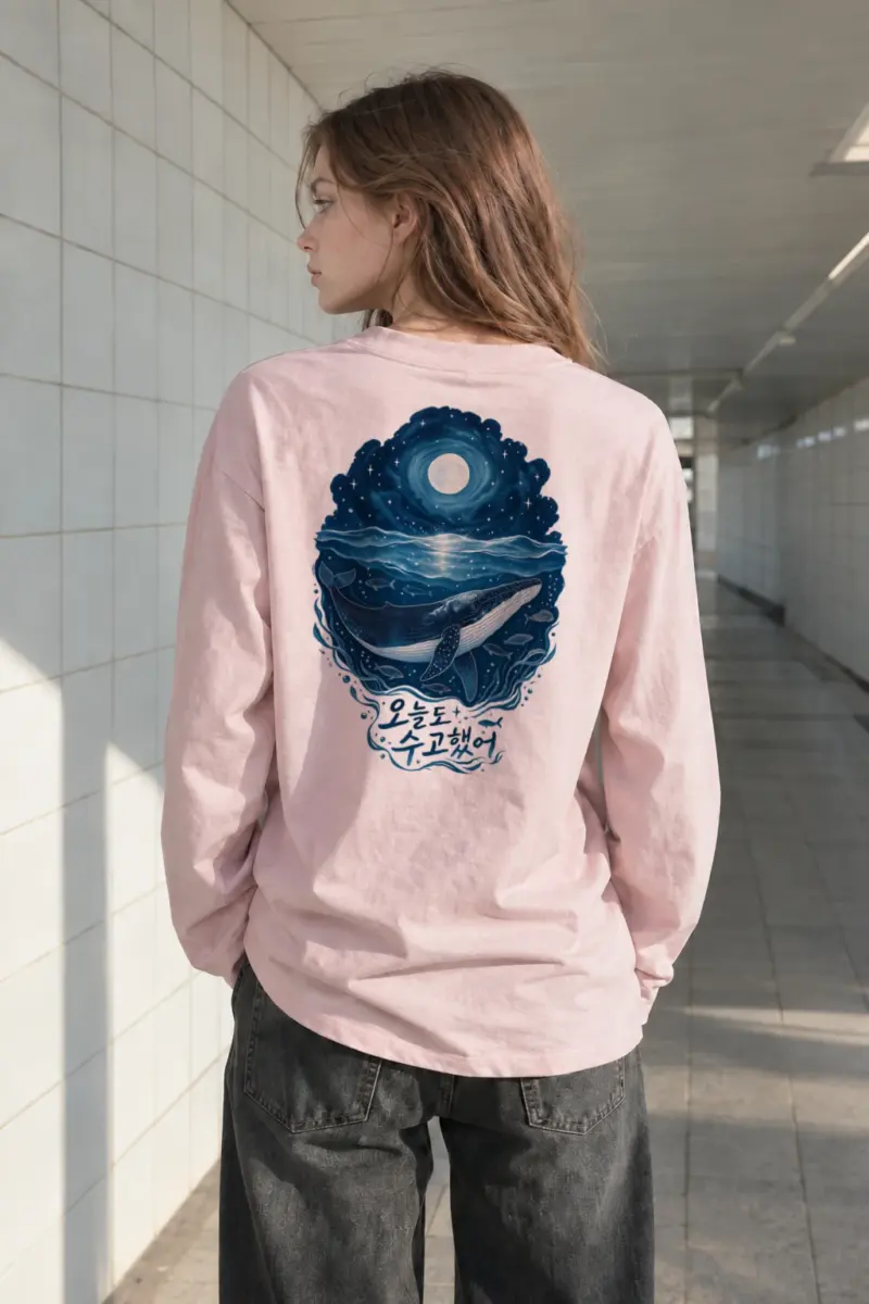 "Moonlit Whale Drift" Unisex Longsleeve T-shirt | Gildan 2400