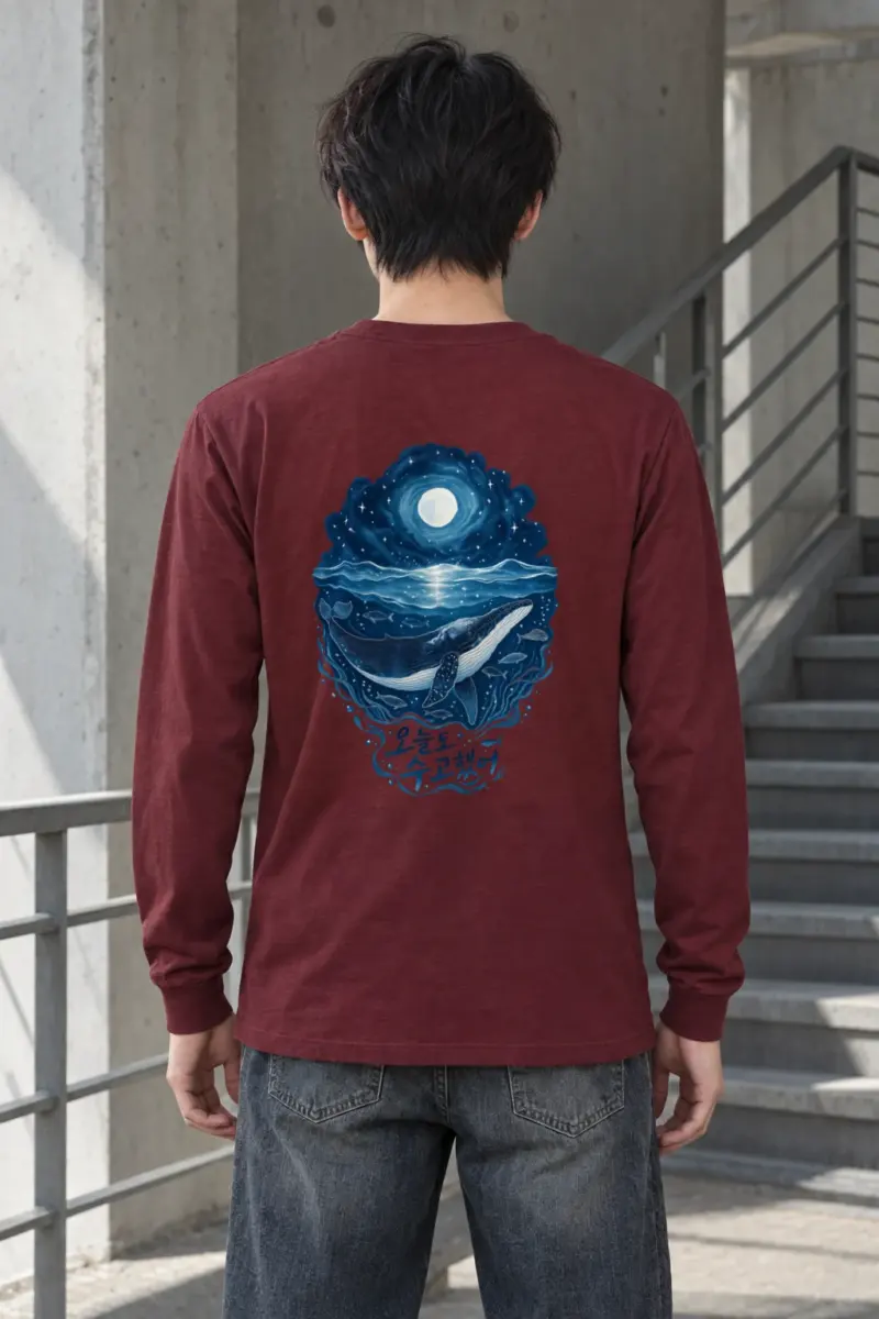 "Moonlit Whale Drift" Unisex Longsleeve T-shirt