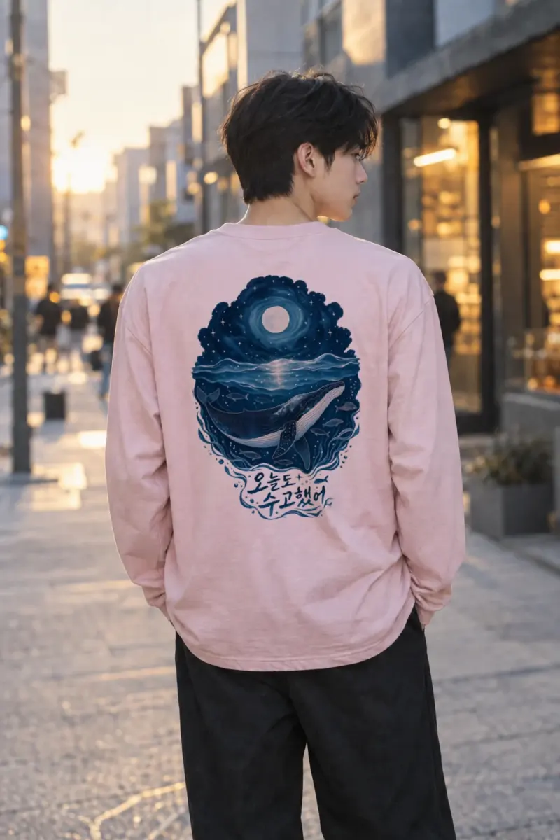 "Moonlit Whale Drift" Unisex Longsleeve T-shirt | Gildan 2400