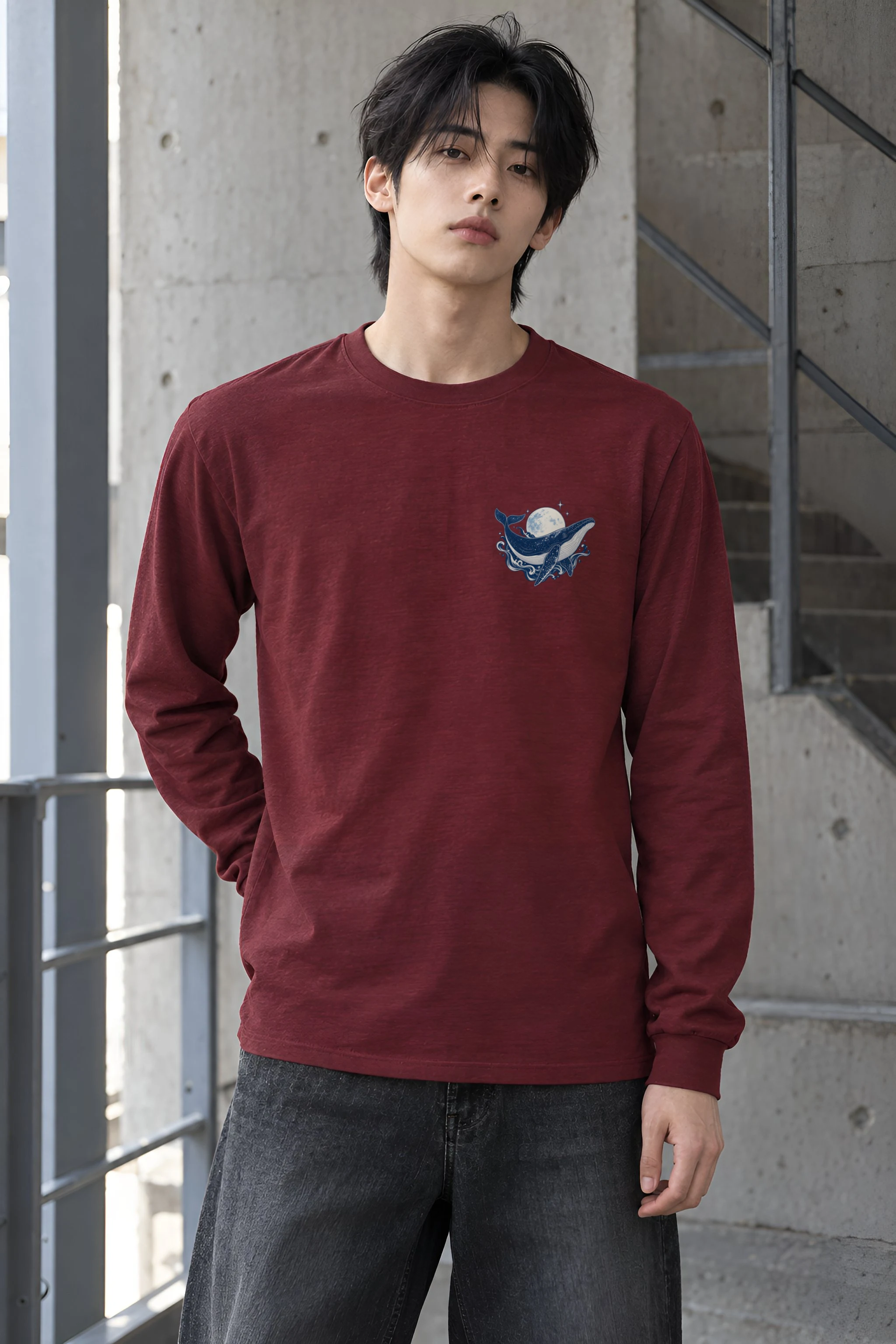 "Moonlit Whale Drift" Unisex Longsleeve T-shirt