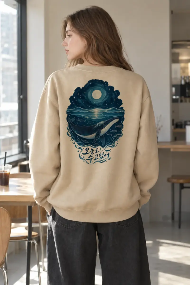 "Moonlit Whale" Heavy Blend Unisex Crewneck Sweatshirt | Gildan 18000