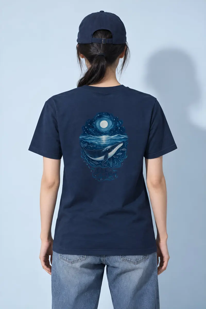"Moonlit Whale" Heavyweight Unisex Crewneck T-shirt