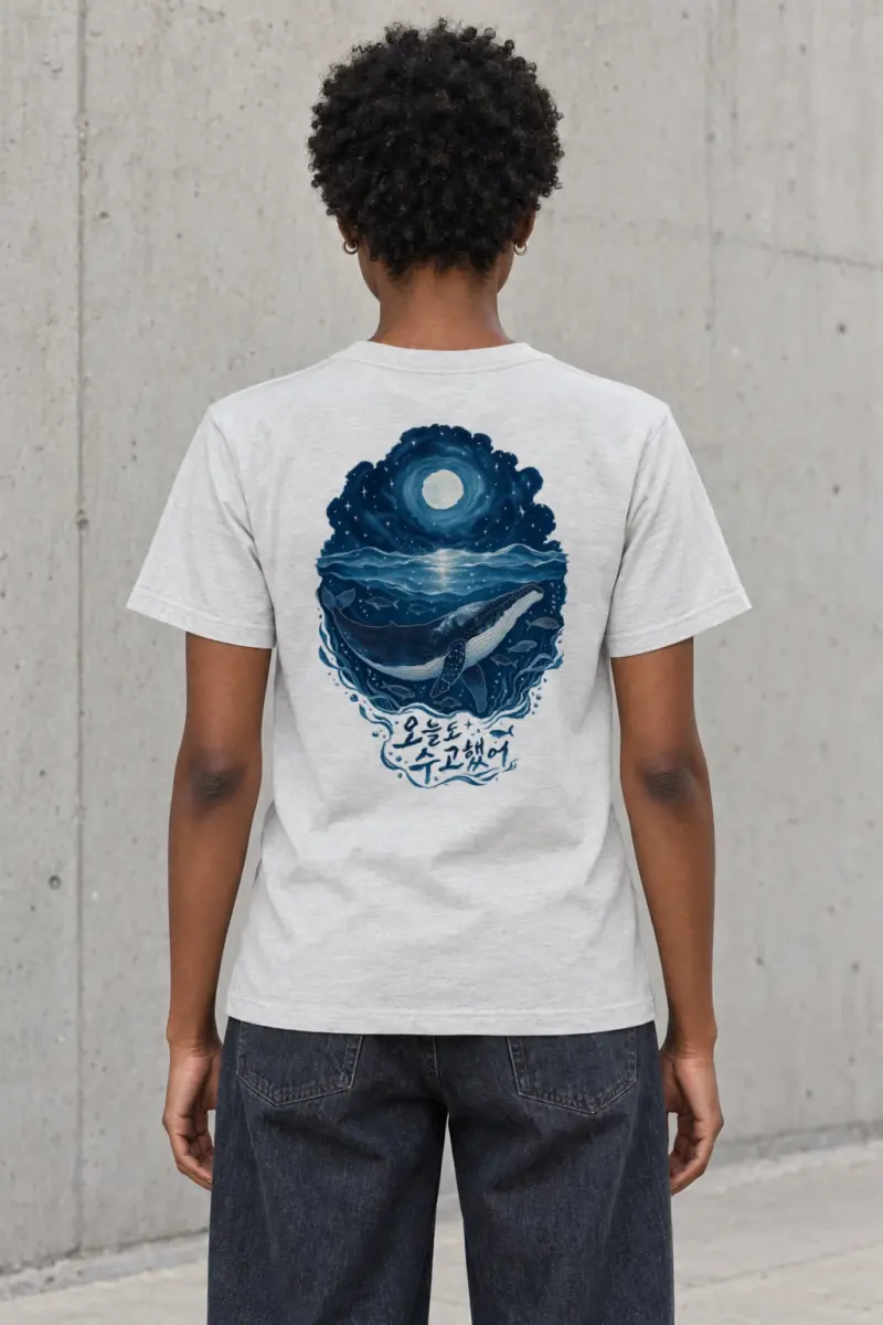 "Moonlit Whale" Heavyweight Unisex Crewneck T-shirt | Gildan 5000