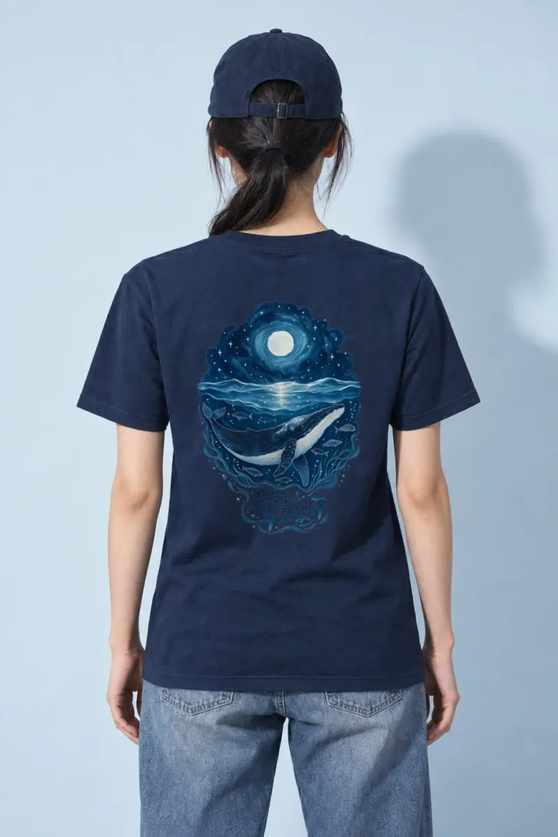"Moonlit Whale" Heavyweight Unisex Crewneck T-shirt
