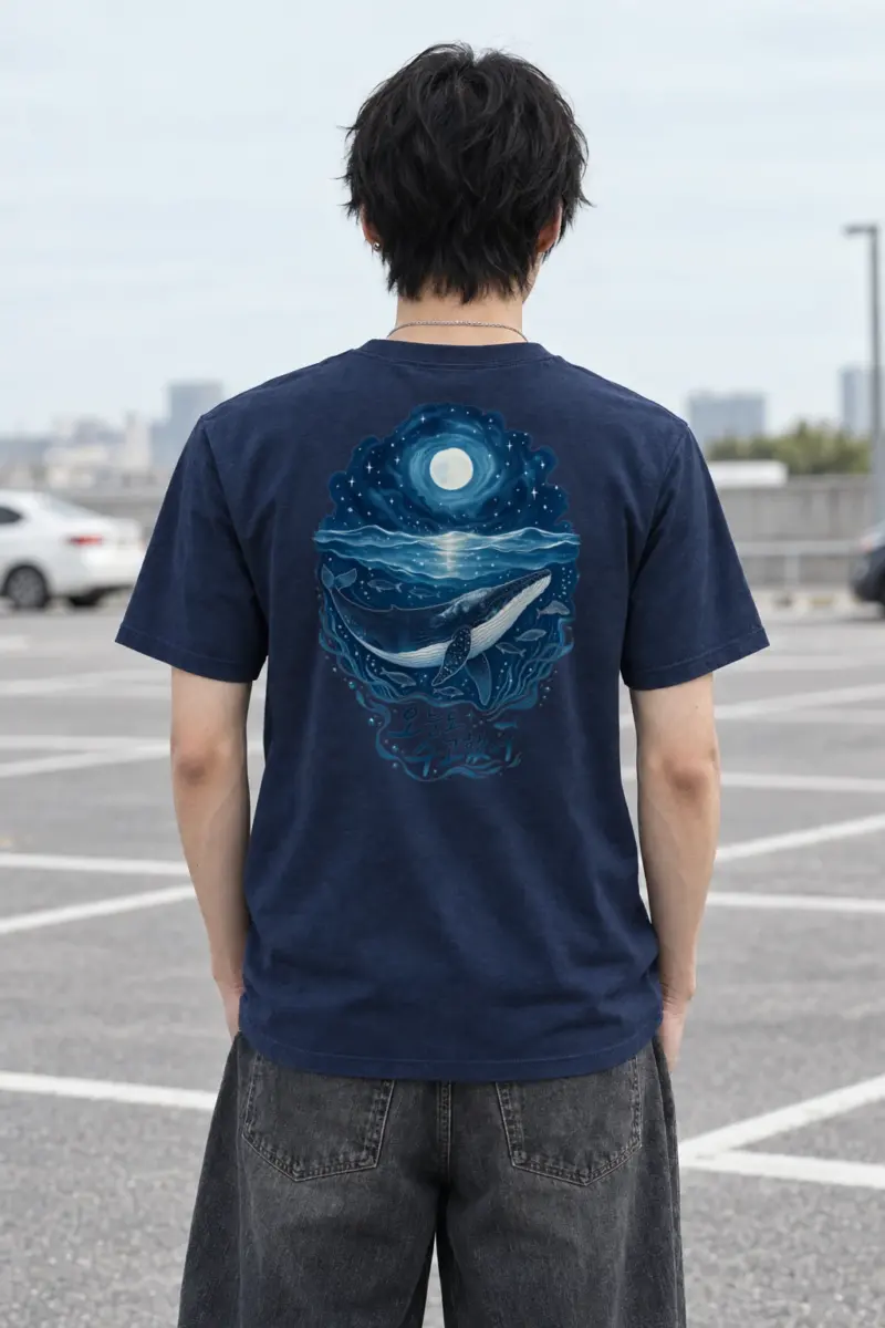 "Moonlit Whale" Heavyweight Unisex Crewneck T-shirt