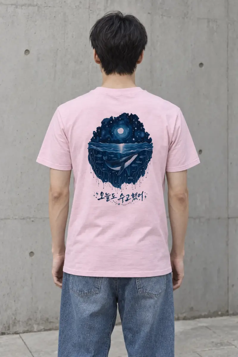 "Moonlit Whale Waves" Heavyweight Unisex Crewneck T-shirt