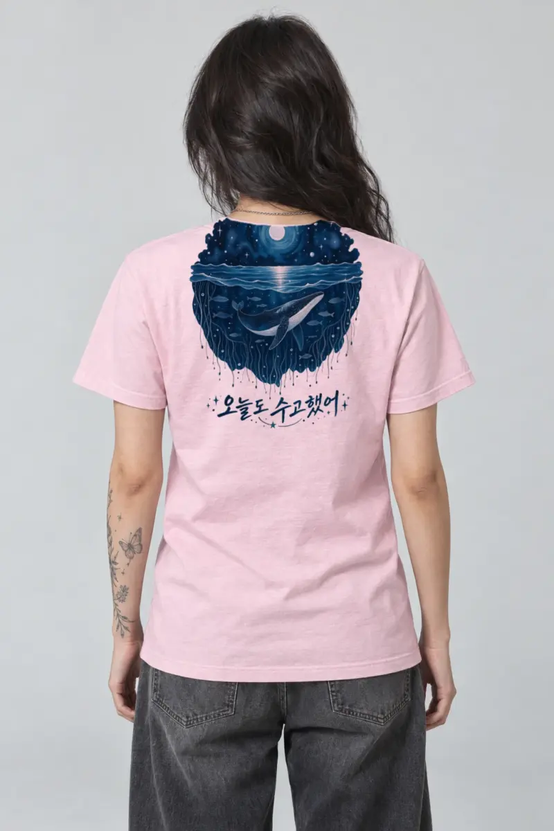 "Moonlit Whale Waves" Heavyweight Unisex Crewneck T-shirt