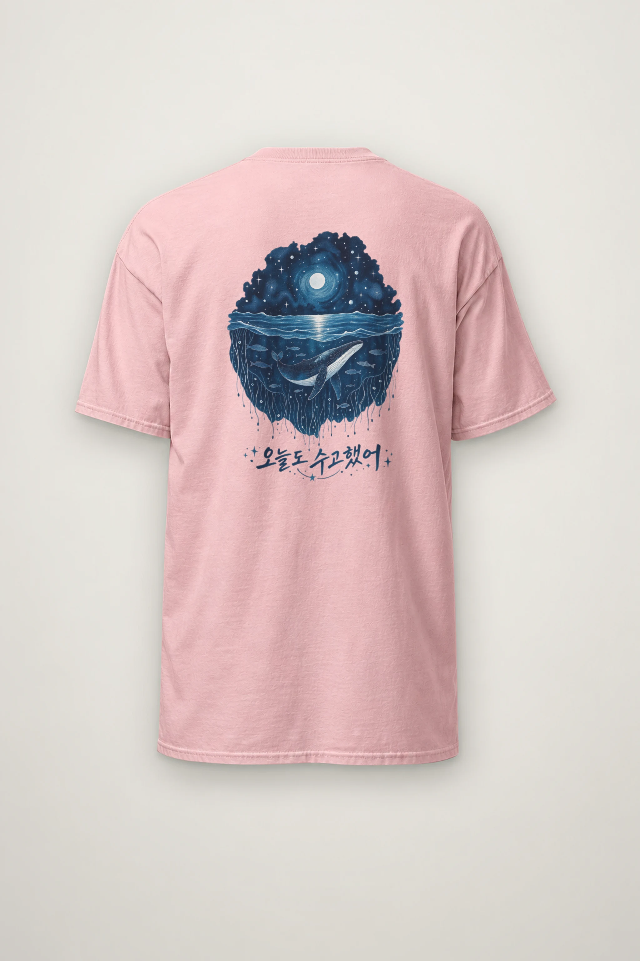 "Moonlit Whale Waves" Heavyweight Unisex Crewneck T-shirt