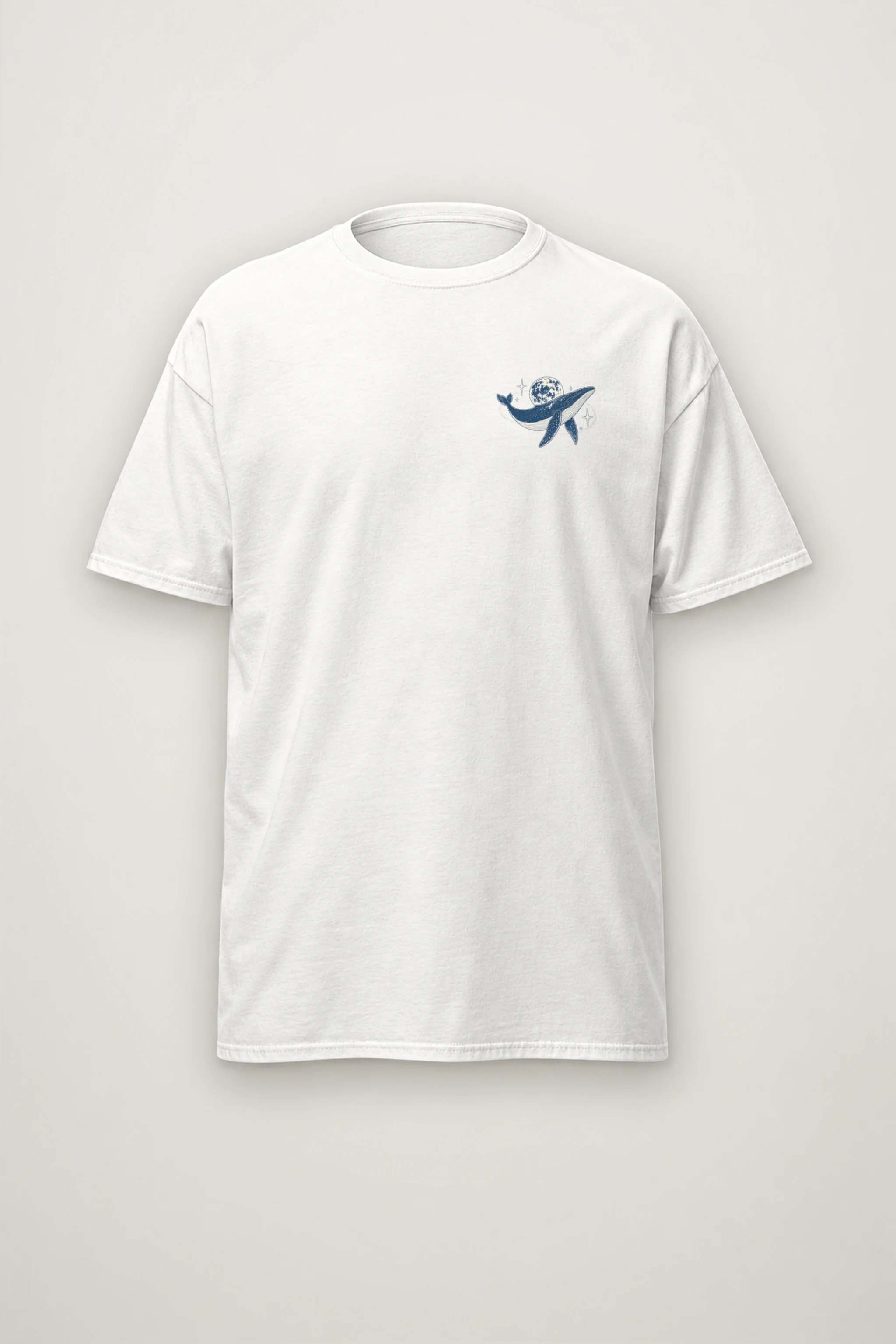 "Moonlit Whale Waves" Heavyweight Unisex Crewneck T-shirt
