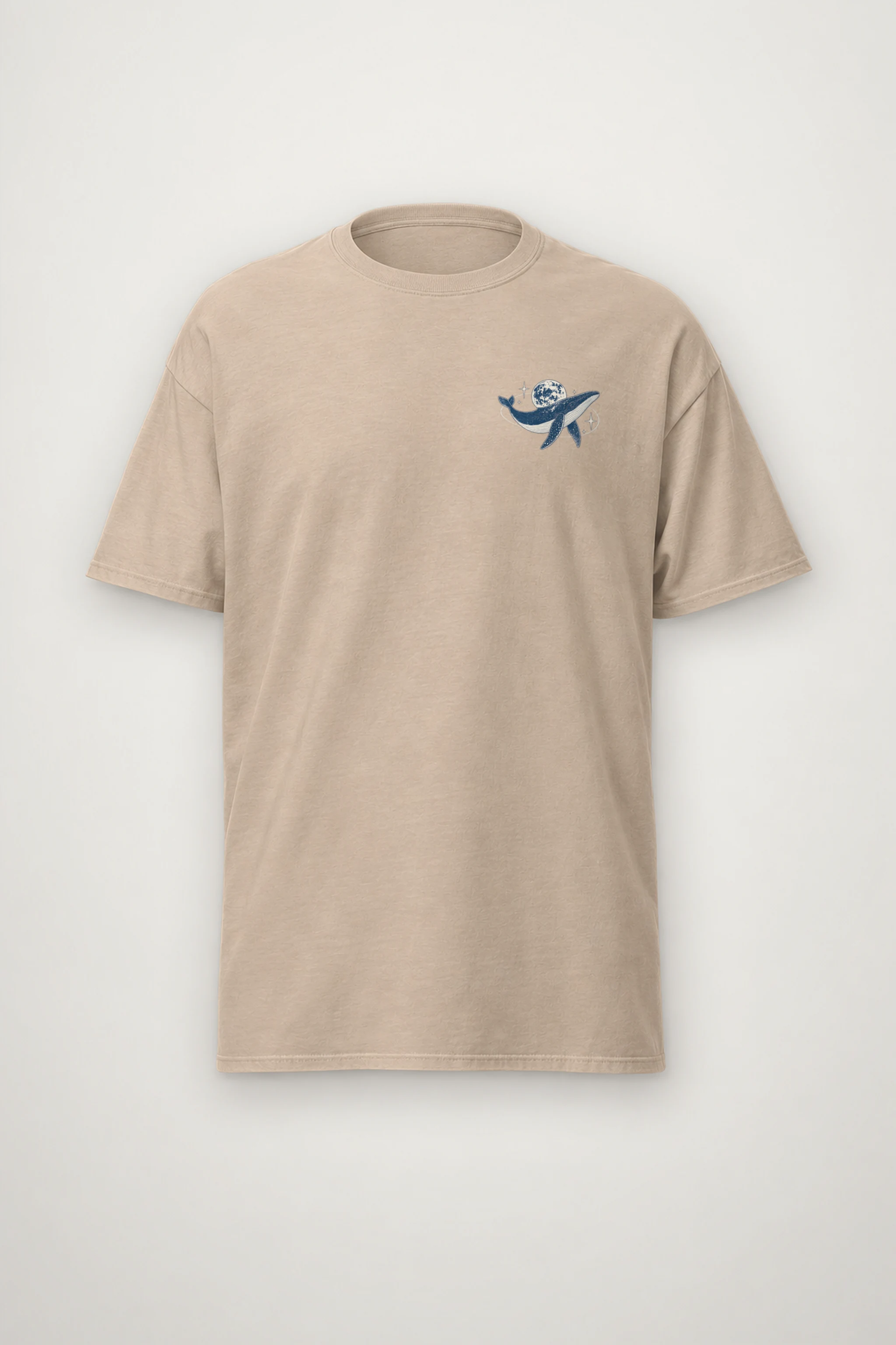 "Moonlit Whale Waves" Heavyweight Unisex Crewneck T-shirt