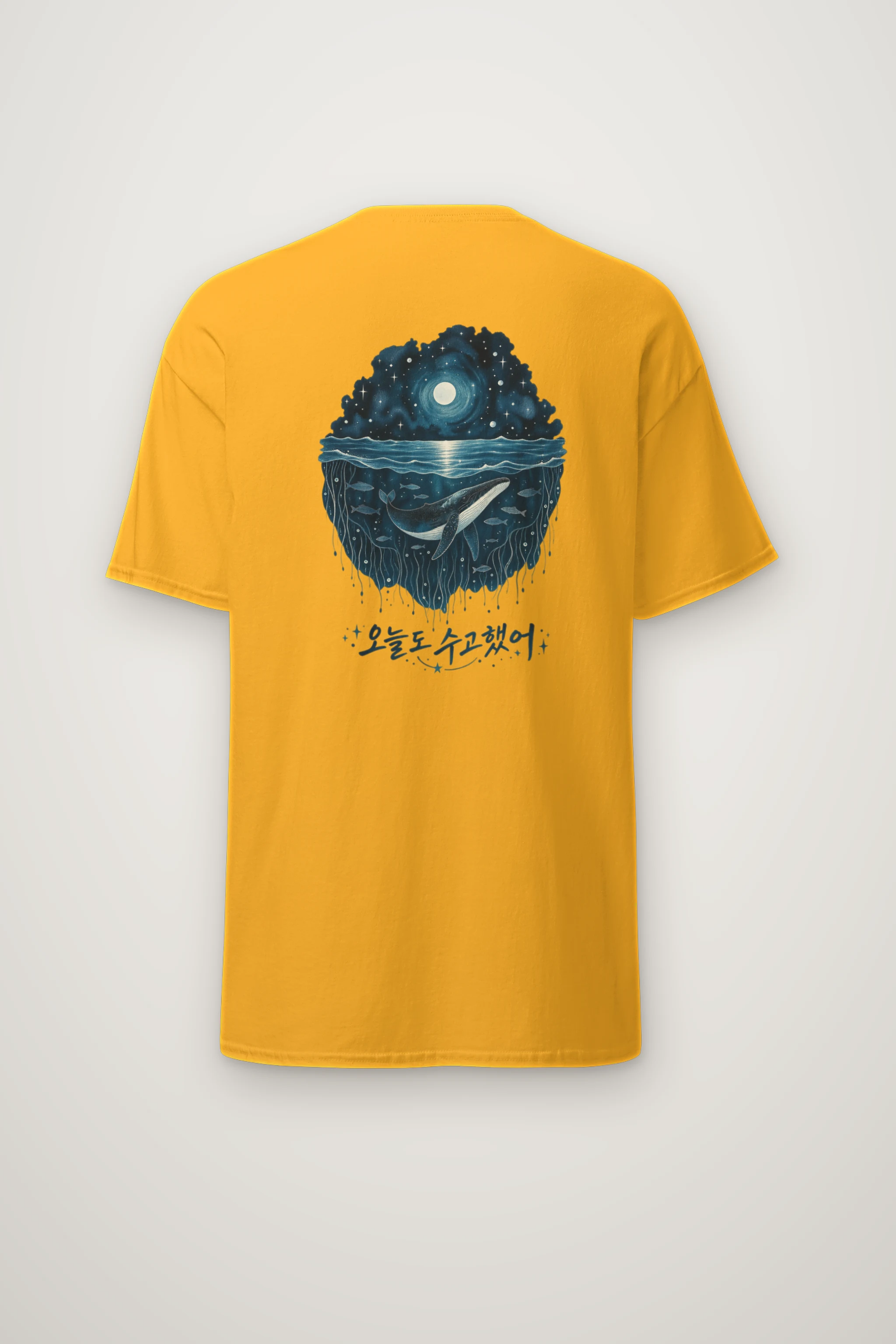 "Moonlit Whale Waves" Heavyweight Unisex Crewneck T-shirt