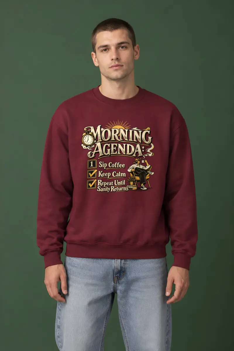 "Morning Agenda" Heavy Blend Unisex Crewneck Sweatshirt