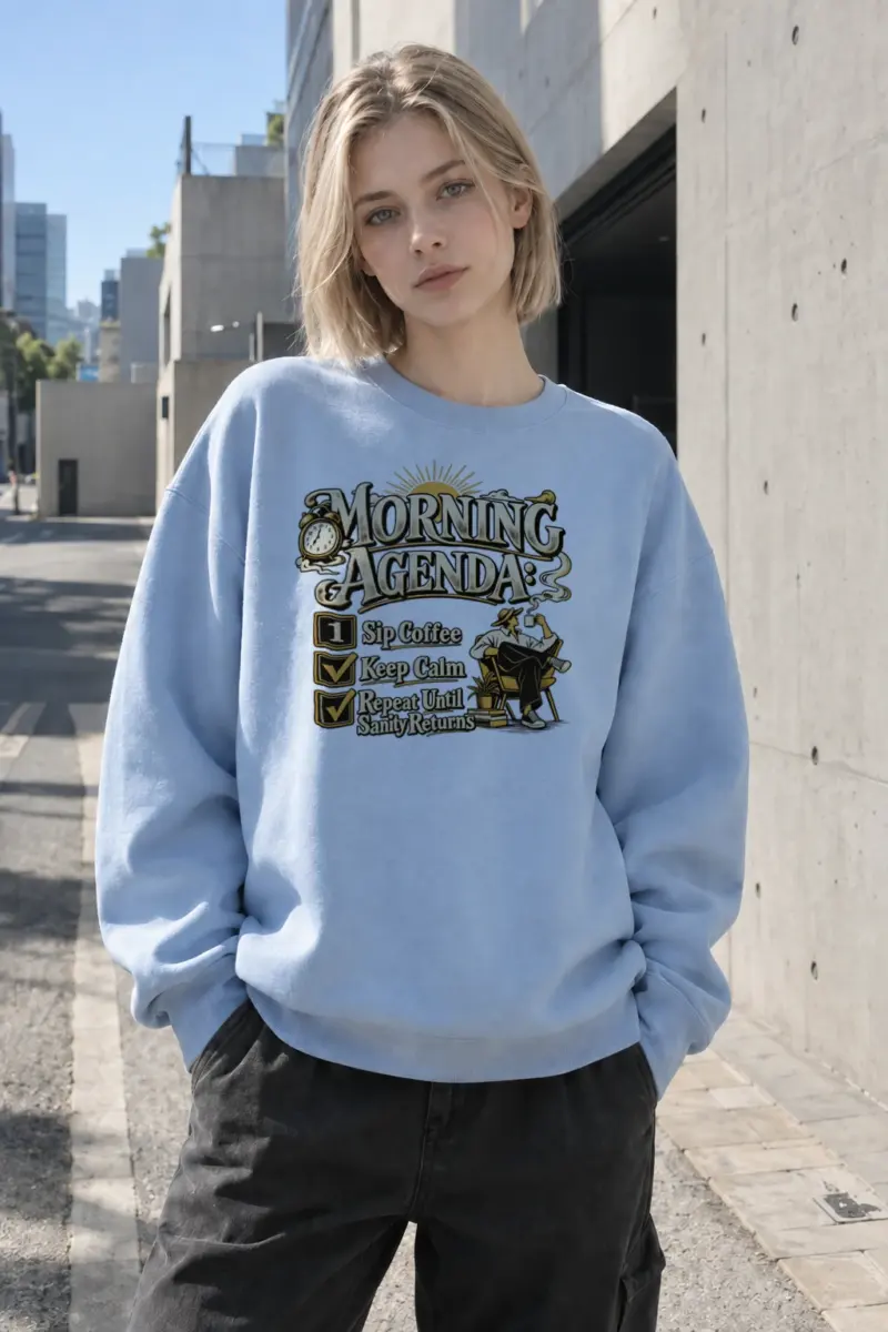 "Morning Agenda" Heavy Blend Unisex Crewneck Sweatshirt | Gildan 18000