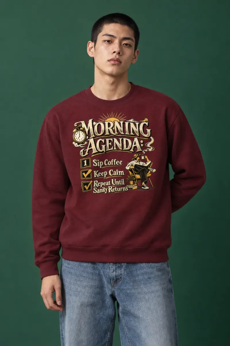 "Morning Agenda" Heavy Blend Unisex Crewneck Sweatshirt | Gildan 18000