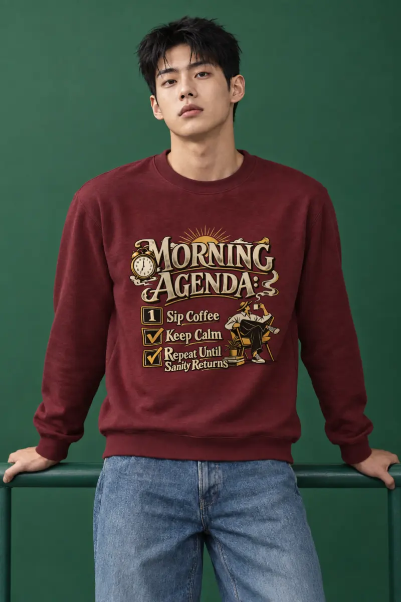 "Morning Agenda" Heavy Blend Unisex Crewneck Sweatshirt