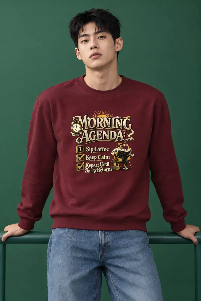 "Morning Agenda" Heavy Blend Unisex Crewneck Sweatshirt
