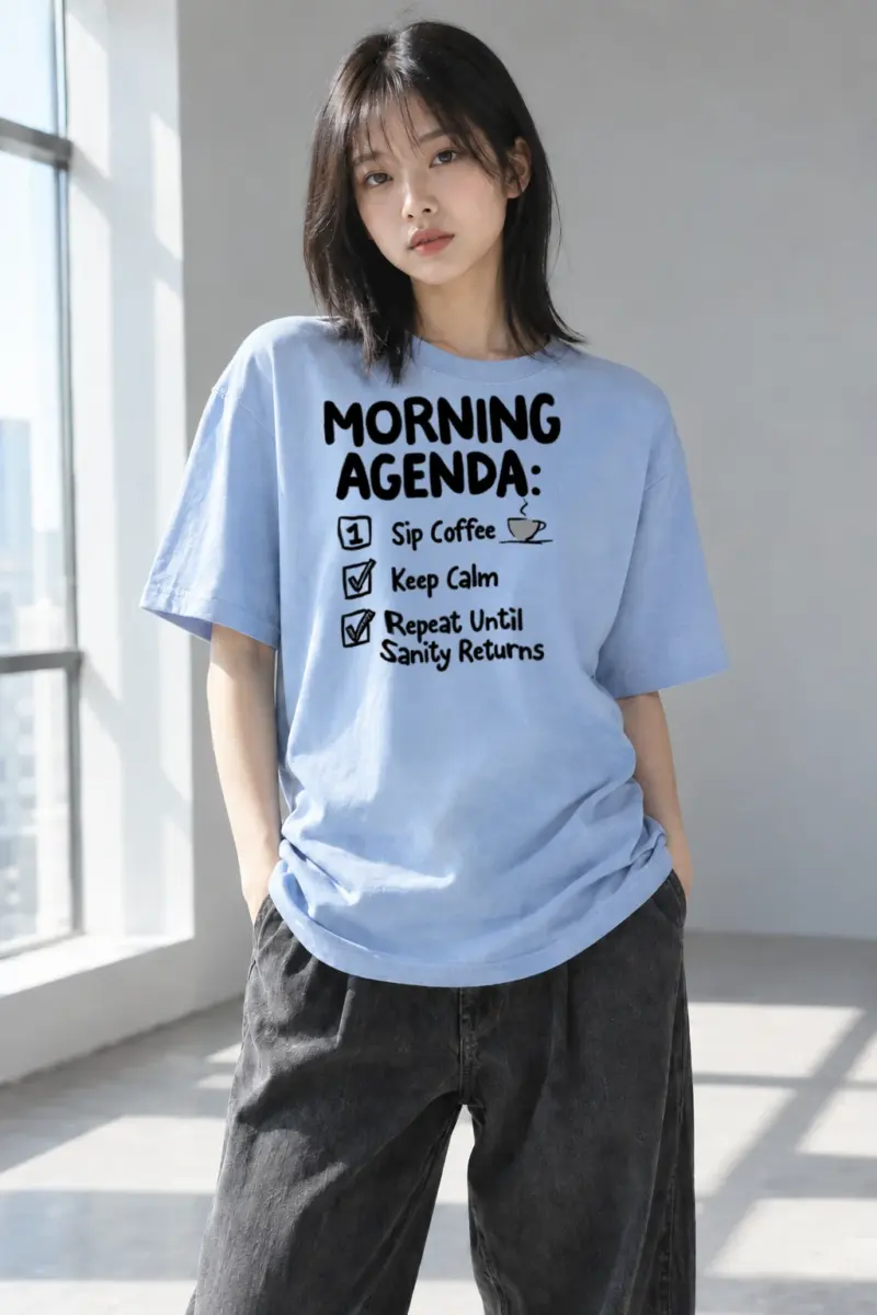 “Morning Agenda” Heavyweight Unisex Crewneck T-shirt | Gildan 5000