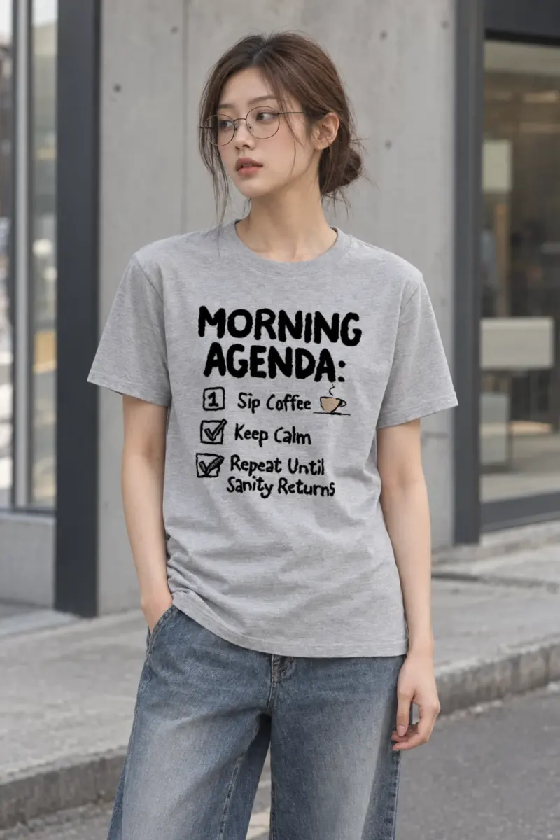 "Morning Agenda" Heavyweight Unisex Crewneck T-shirt | Gildan 5000