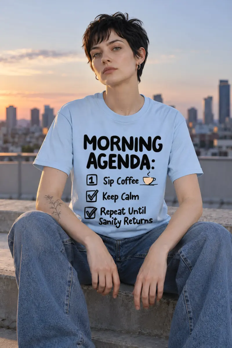 "Morning Agenda" Heavyweight Unisex Crewneck T-shirt