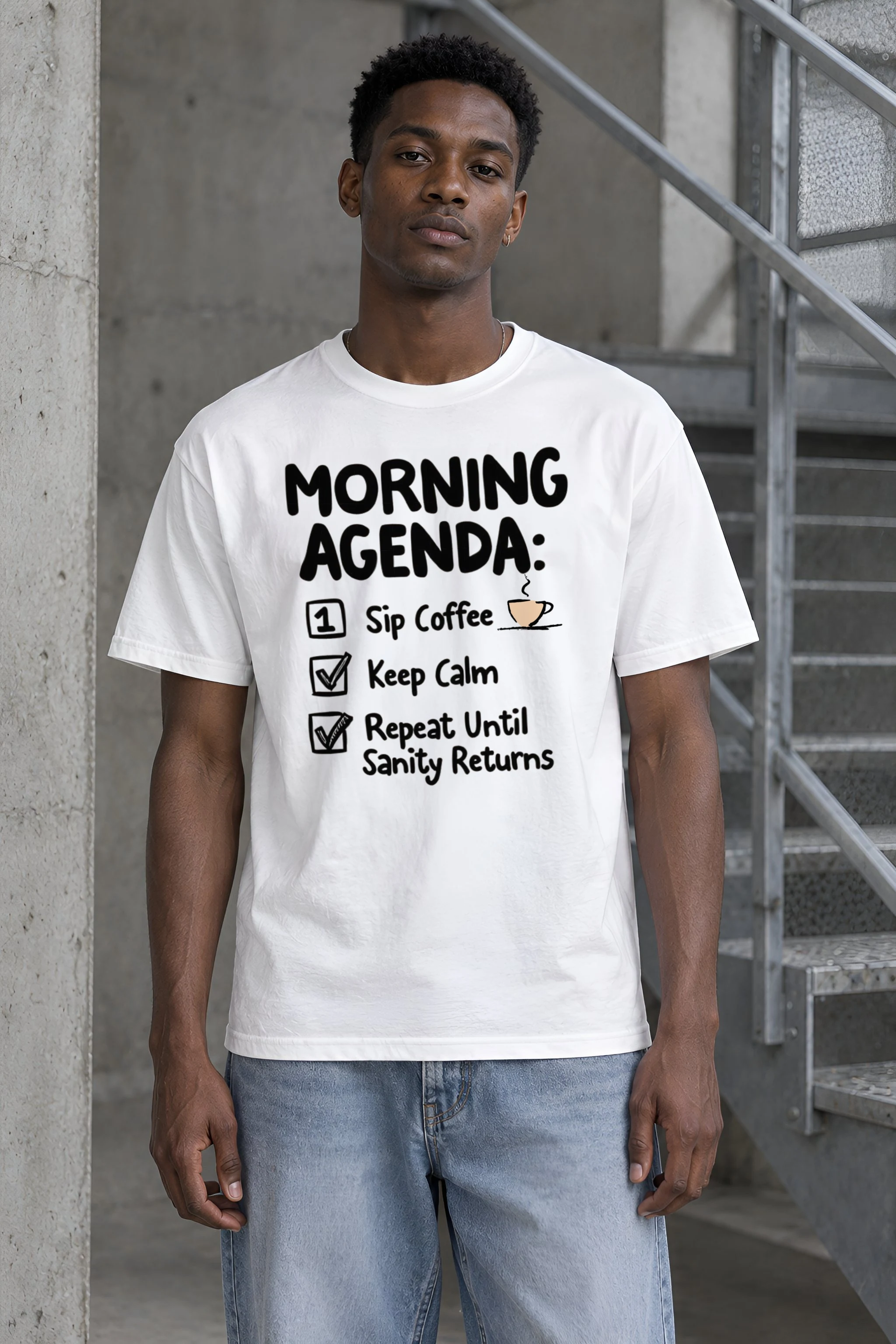 "Morning Agenda" Heavyweight Unisex Crewneck T-shirt