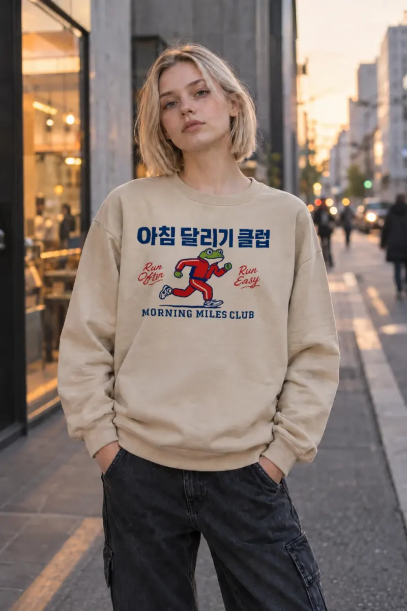 "Morning Miles Club" Heavy Blend Unisex Crewneck Sweatshirt | Gildan 18000