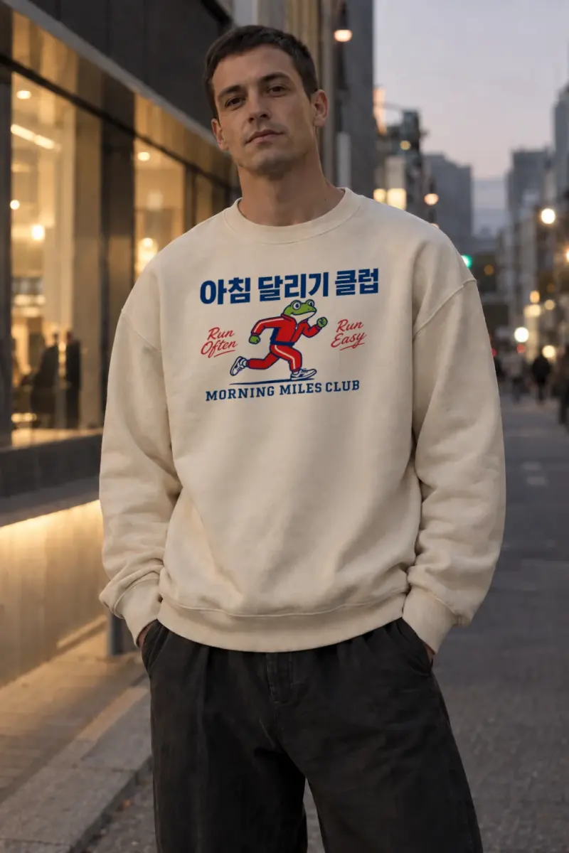 “Morning Miles Club” Unisex Sponge Fleece Crewneck Sweatshirt | Bella + Canvas 3901
