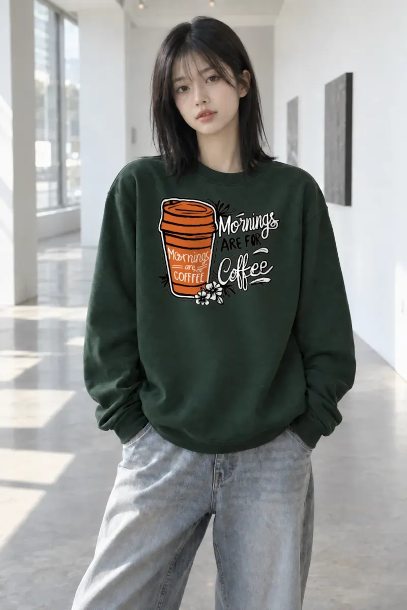 "Mornings Are For Coffee" Heavy Blend Unisex Crewneck Sweatshirt | Gildan 18000