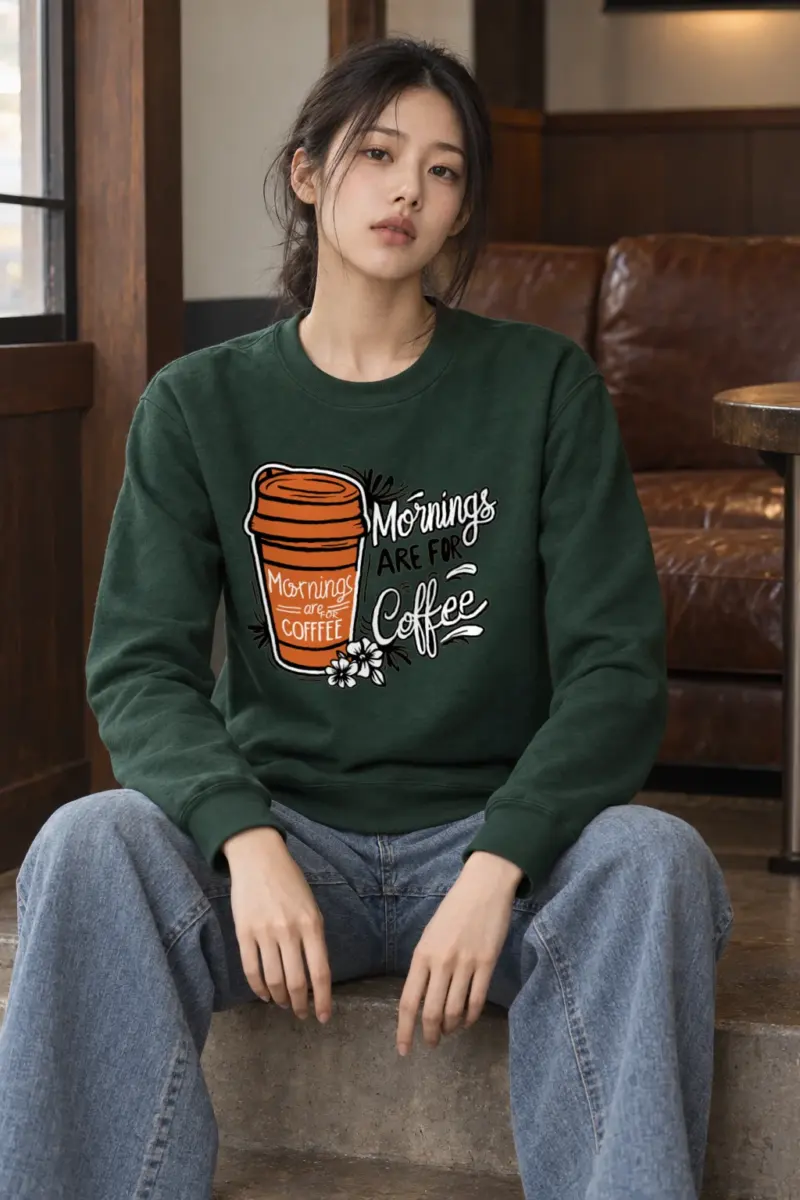 "Mornings Are For Coffee" Heavy Blend Unisex Crewneck Sweatshirt