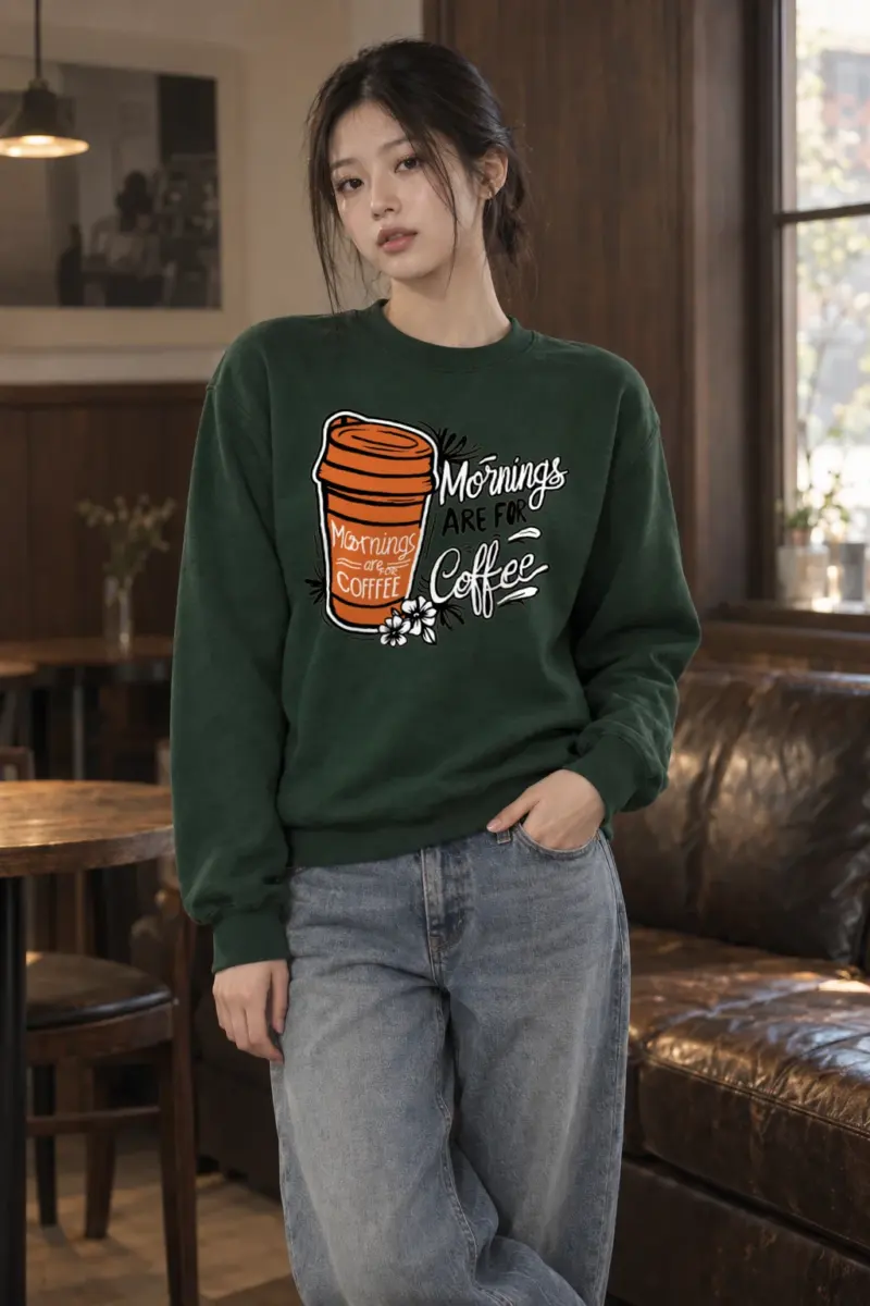 "Mornings Are For Coffee" Heavy Blend Unisex Crewneck Sweatshirt