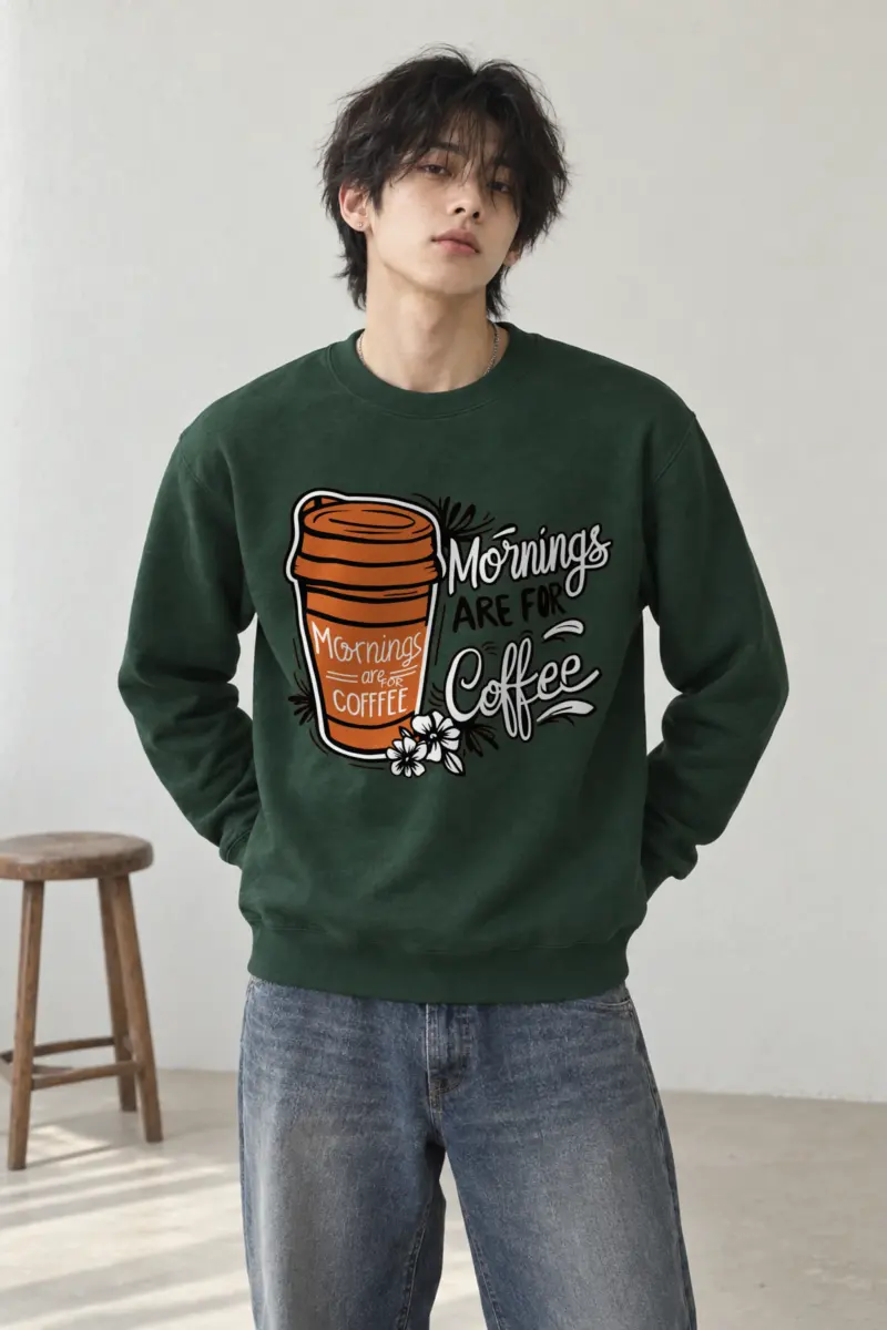 "Mornings Are For Coffee" Heavy Blend Unisex Crewneck Sweatshirt
