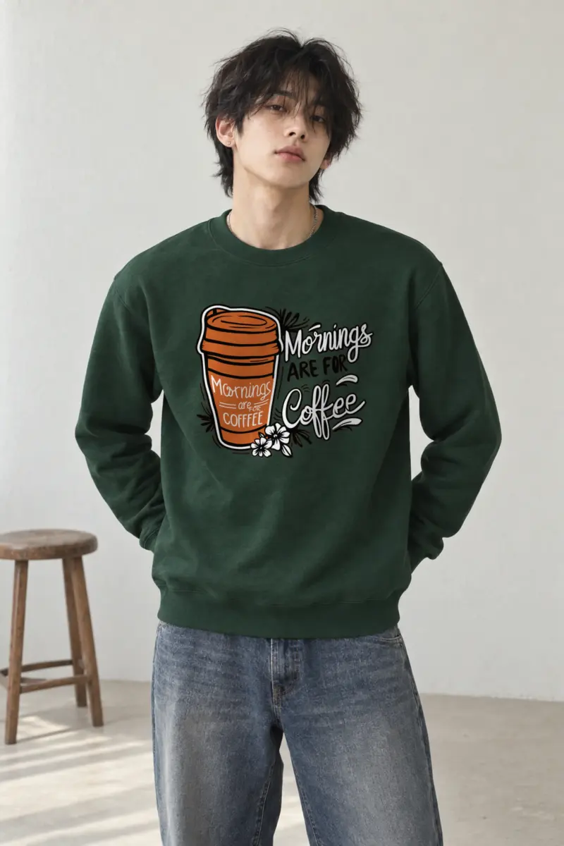 "Mornings Are For Coffee" Heavy Blend Unisex Crewneck Sweatshirt