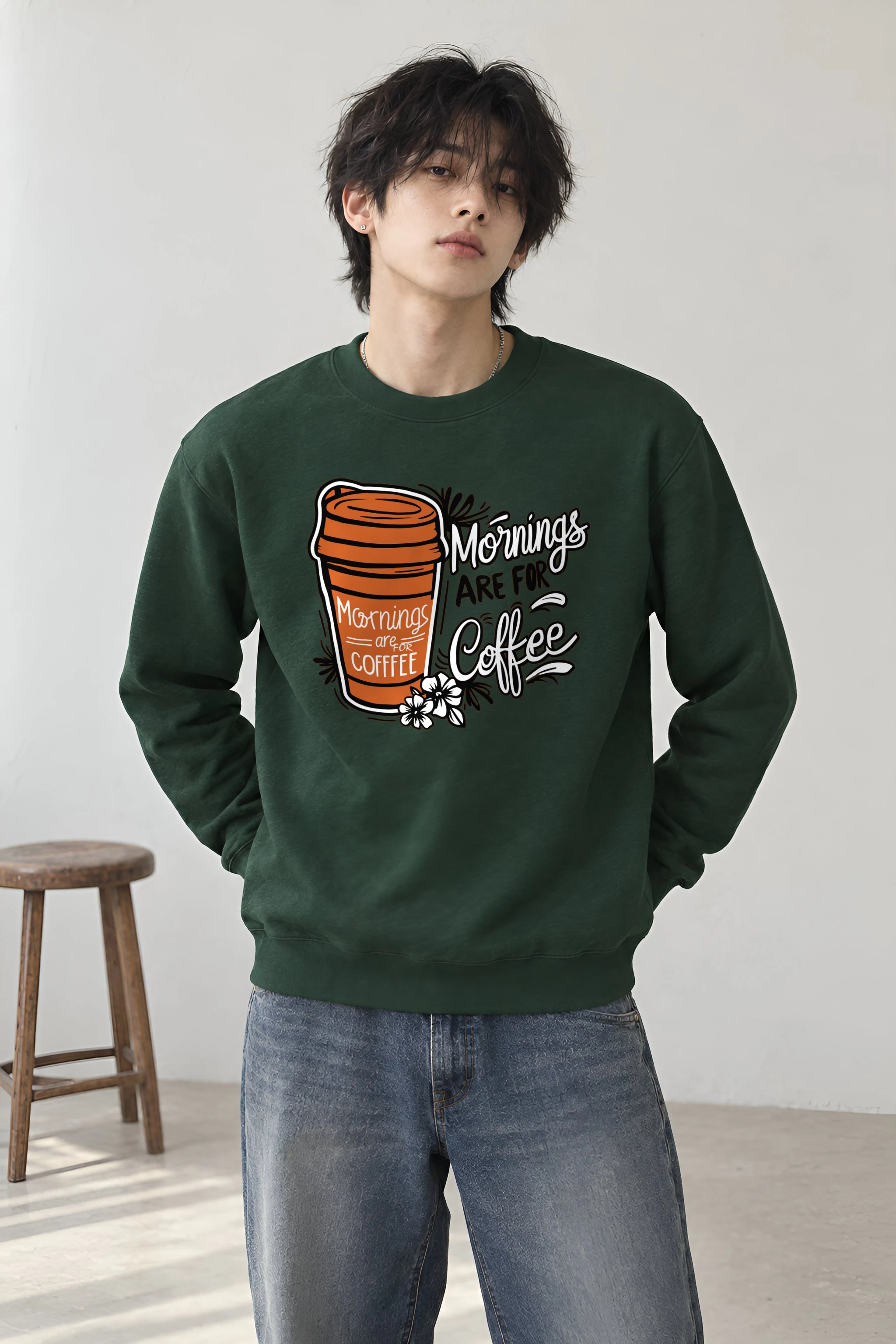 "Mornings Are For Coffee" Heavy Blend Unisex Crewneck Sweatshirt